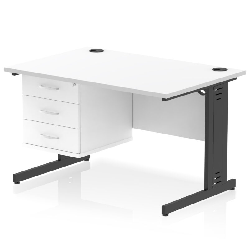 Surge 1200mm Cable Managed Straight Desk With Single Fixed Pedestal - Image 60