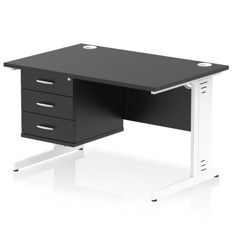 Surge 1200mm Cable Managed Straight Desk With Single Fixed Pedestal - Image 62