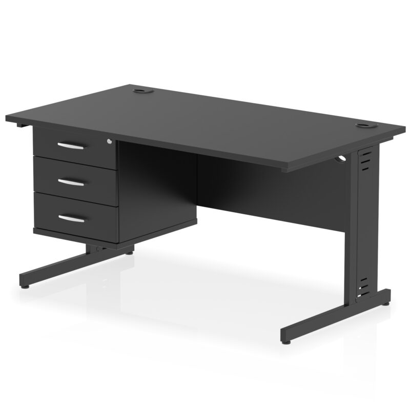 Surge 1400mm Cable Managed Straight Desk With Single Fixed Pedestal - Image 55