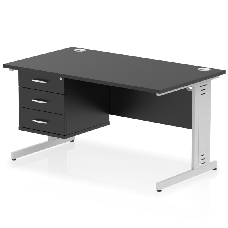 Surge 1400mm Cable Managed Straight Desk With Single Fixed Pedestal - Image 57