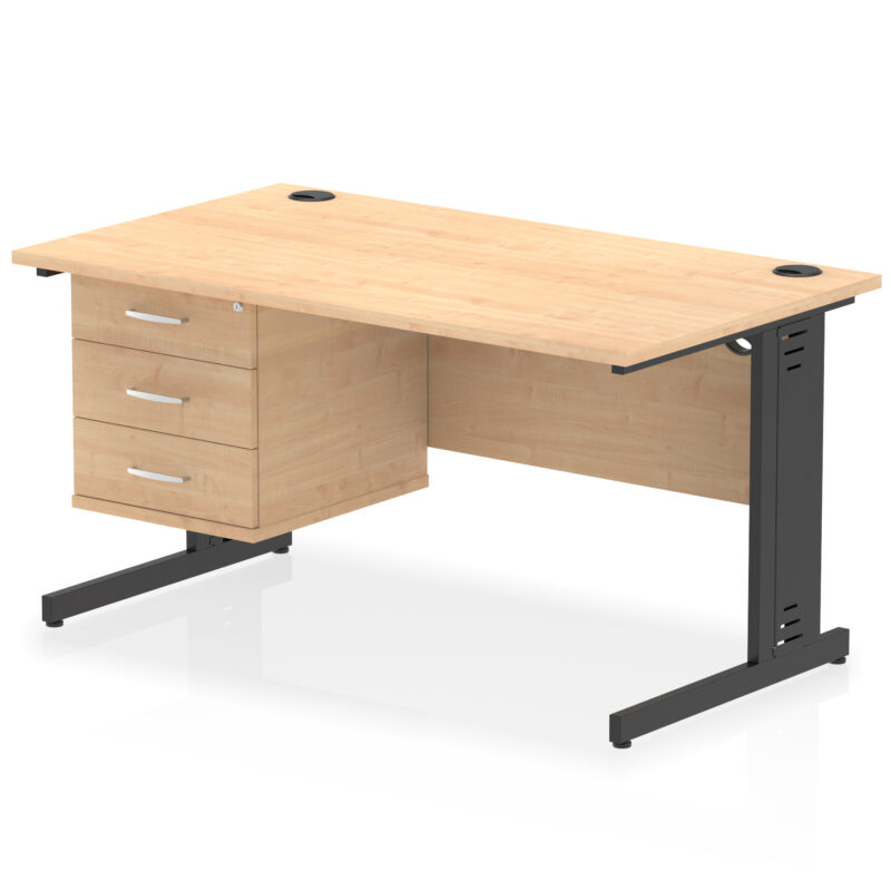 Surge 1400mm Cable Managed Straight Desk With Single Fixed Pedestal - Image 58