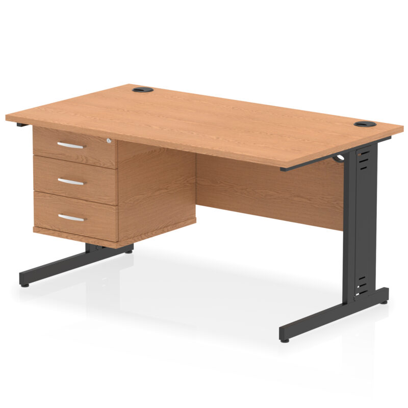 Surge 1400mm Cable Managed Straight Desk With Single Fixed Pedestal - Image 59
