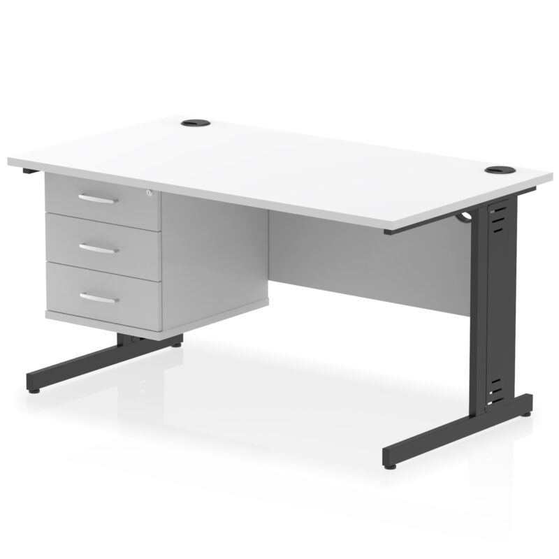Surge 1400mm Cable Managed Straight Desk With Single Fixed Pedestal - Image 60