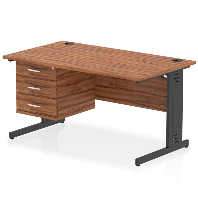 Surge 1400mm Cable Managed Straight Desk With Single Fixed Pedestal - Image 61
