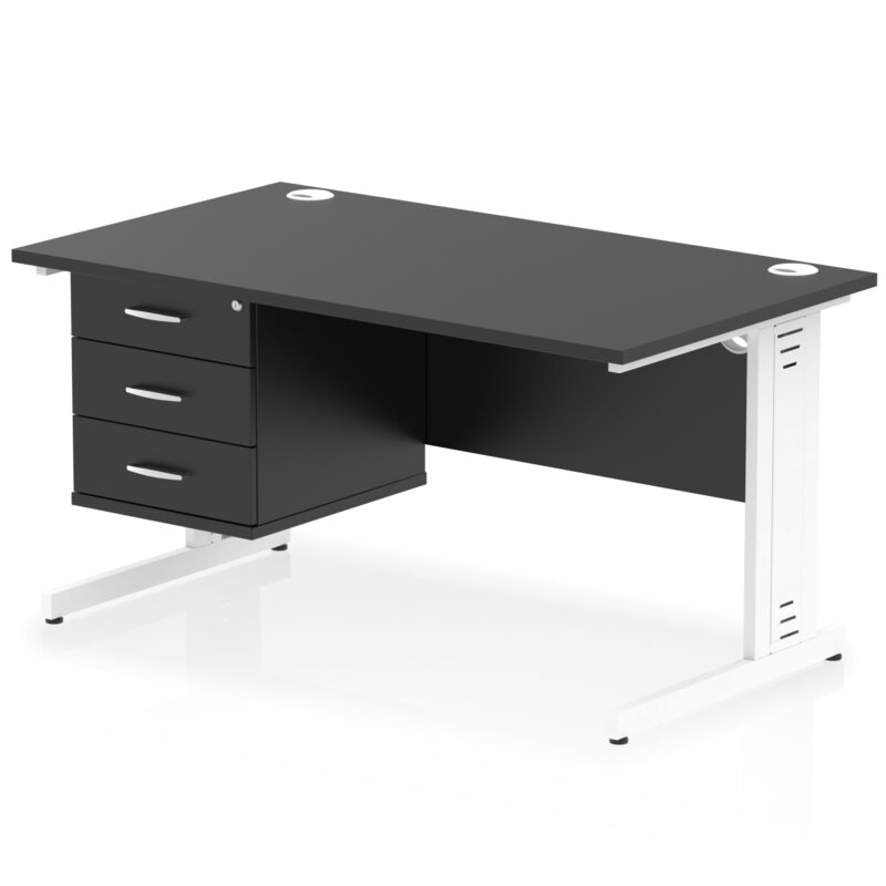 Surge 1400mm Cable Managed Straight Desk With Single Fixed Pedestal - Image 62
