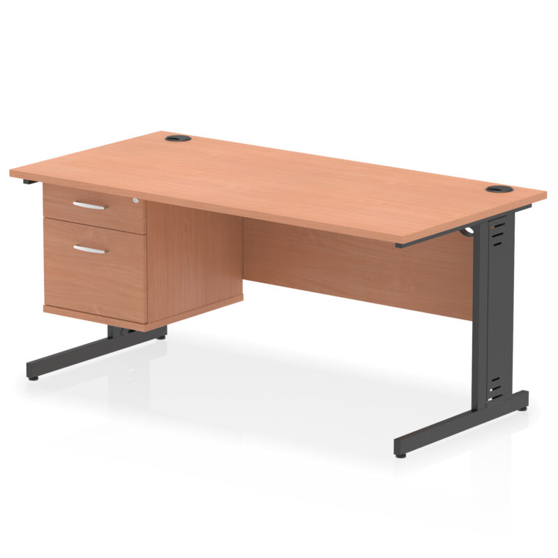 Surge 1600mm Cable Managed Straight Desk With Single Fixed Pedestal - Image 45