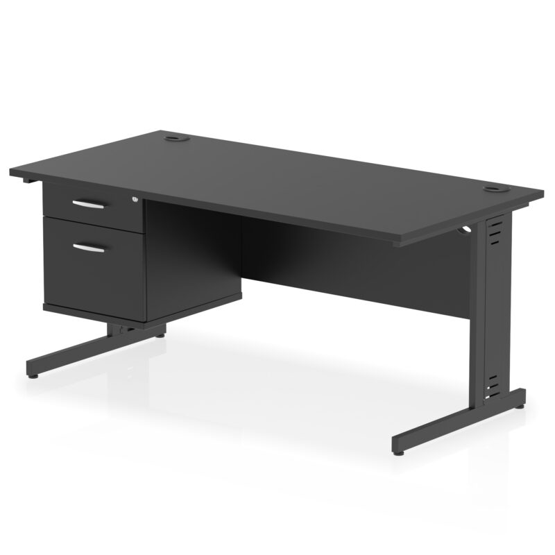 Surge 1600mm Cable Managed Straight Desk With Single Fixed Pedestal - Image 46