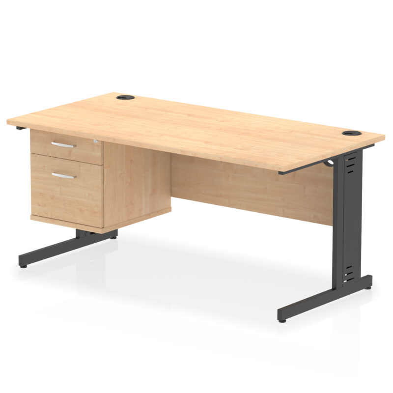 Surge 1600mm Cable Managed Straight Desk With Single Fixed Pedestal - Image 49