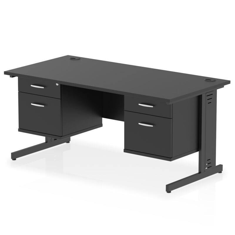 Surge 1600mm Cable Managed Straight Desk With Two Fixed Pedestal - Image 48