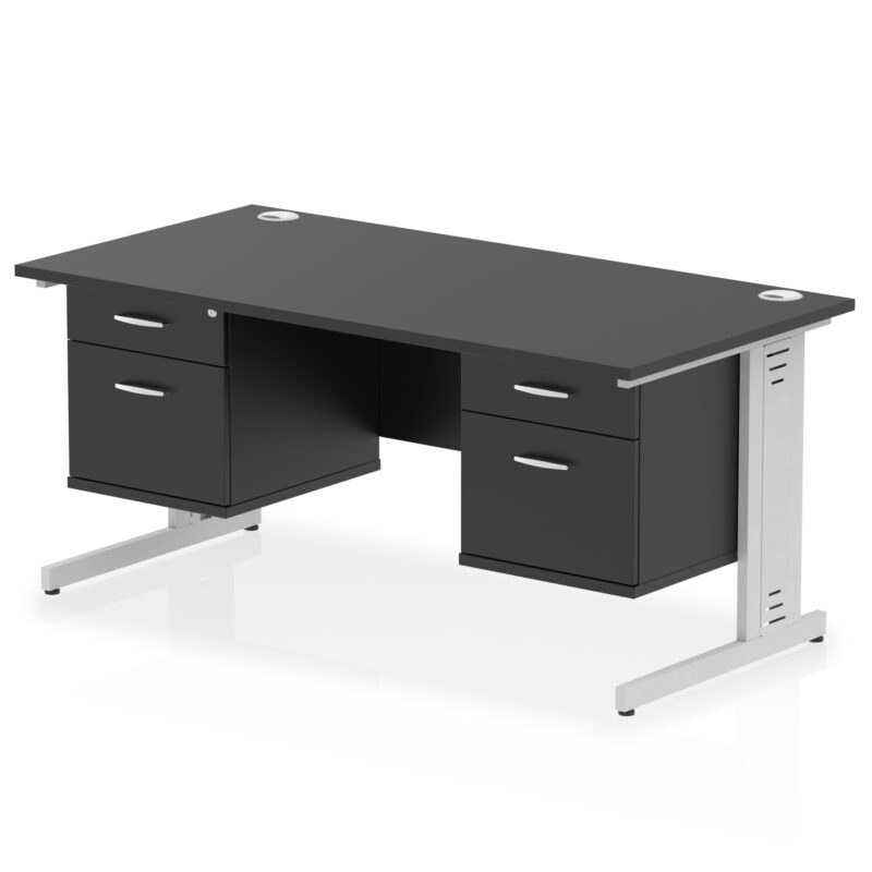 Surge 1600mm Cable Managed Straight Desk With Two Fixed Pedestal - Image 50