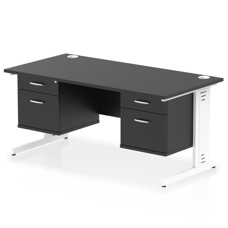 Surge 1600mm Cable Managed Straight Desk With Two Fixed Pedestal - Image 55