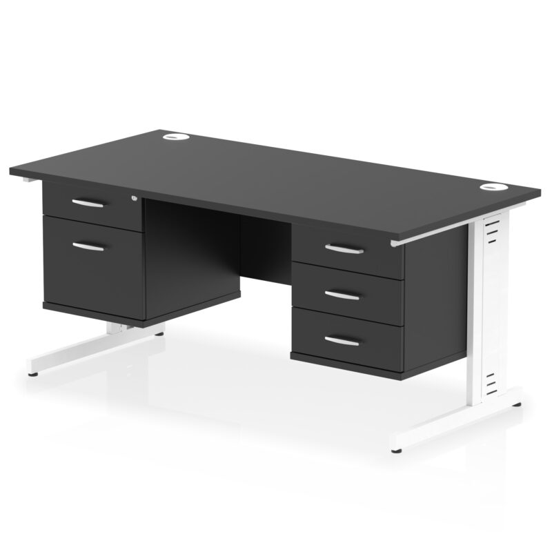 Surge 1600mm Cable Managed Straight Desk With Two Fixed Pedestal - Image 64