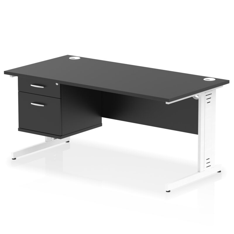 Surge 1600mm Cable Managed Straight Desk With Single Fixed Pedestal - Image 53