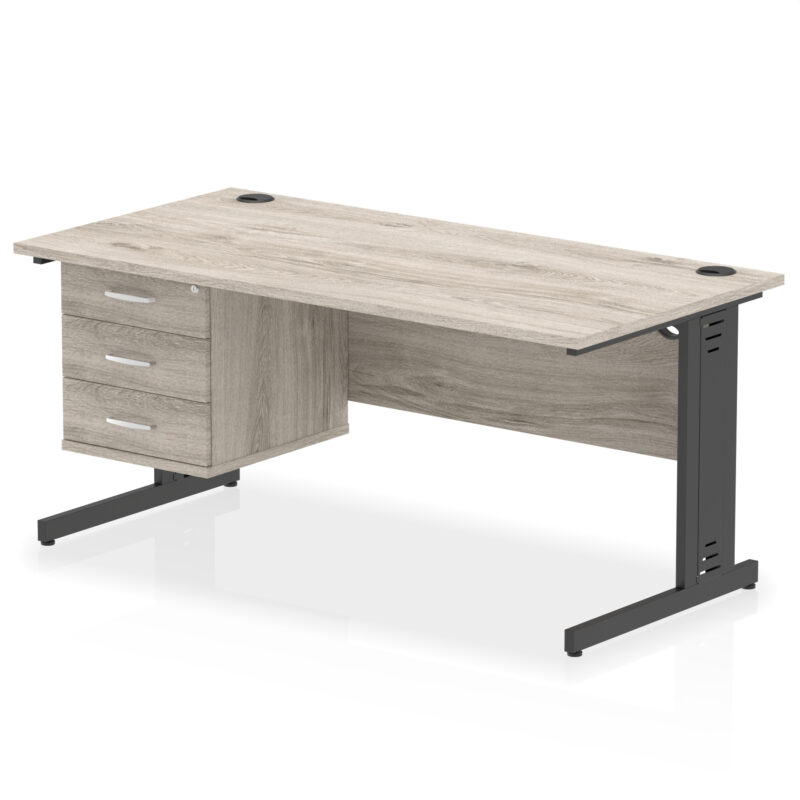 Surge 1600mm Cable Managed Straight Desk With Single Fixed Pedestal - Image 56
