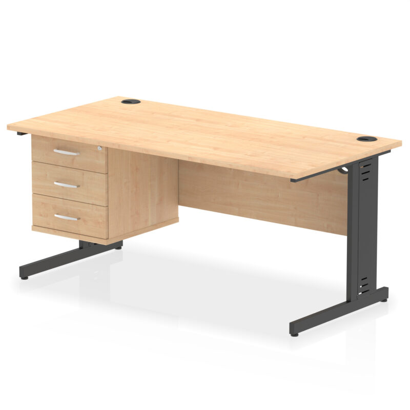 Surge 1600mm Cable Managed Straight Desk With Single Fixed Pedestal - Image 58
