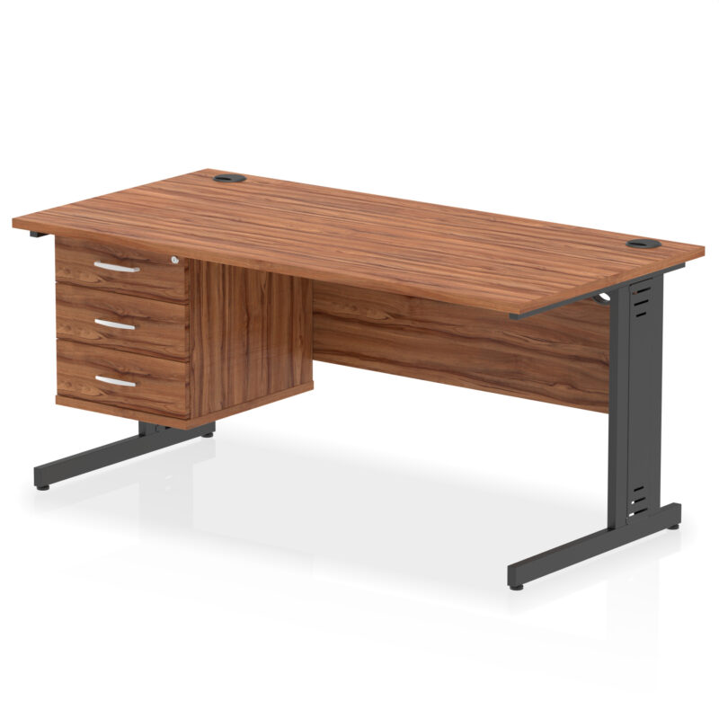 Surge 1600mm Cable Managed Straight Desk With Single Fixed Pedestal - Image 61