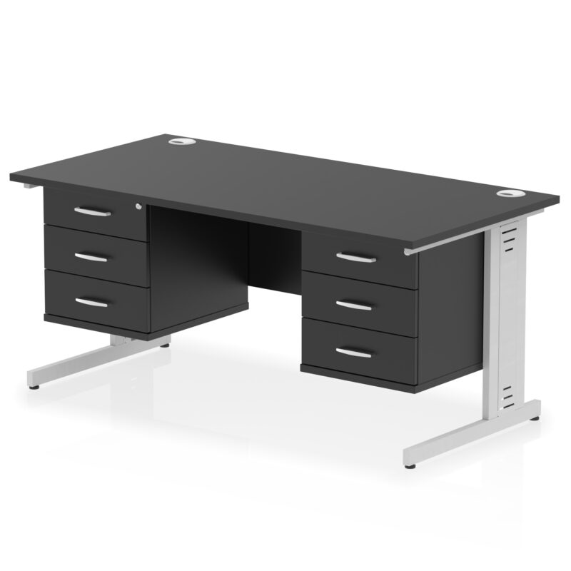 Surge 1600mm Cable Managed Straight Desk With Two Fixed Pedestal - Image 68
