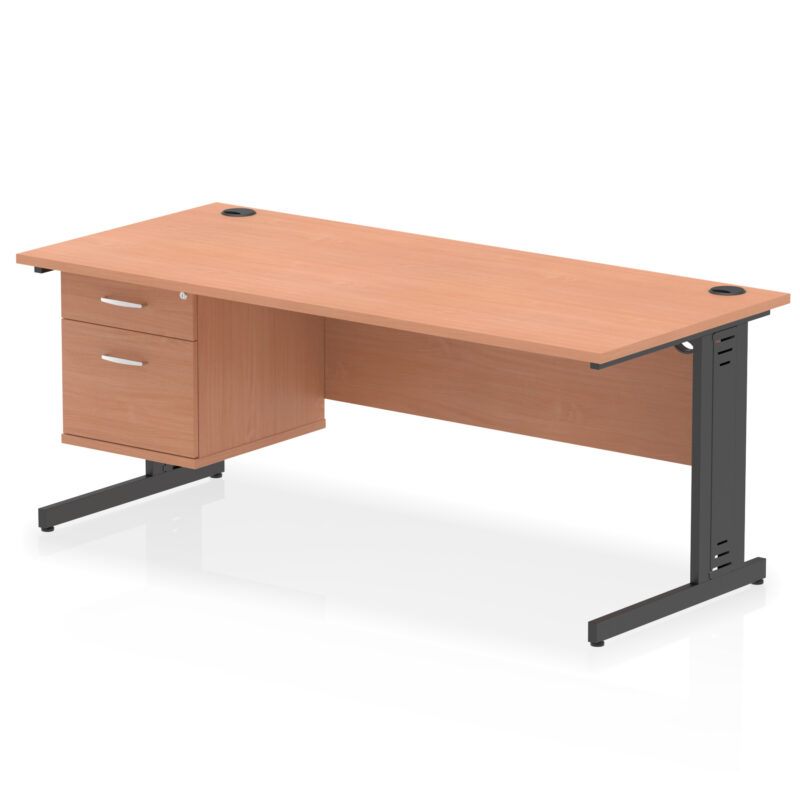 Surge 1800mm Cable Managed Straight Desk With Single Fixed Pedestal - Image 45