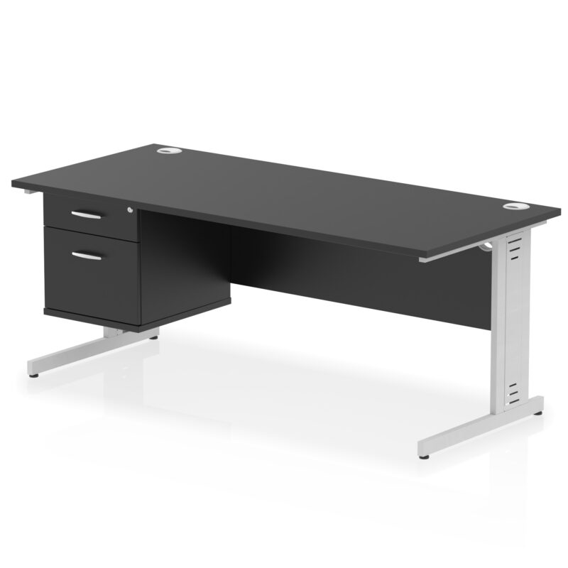 Surge 1800mm Cable Managed Straight Desk With Single Fixed Pedestal - Image 48