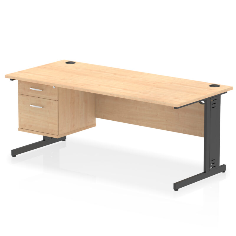 Surge 1800mm Cable Managed Straight Desk With Single Fixed Pedestal - Image 49