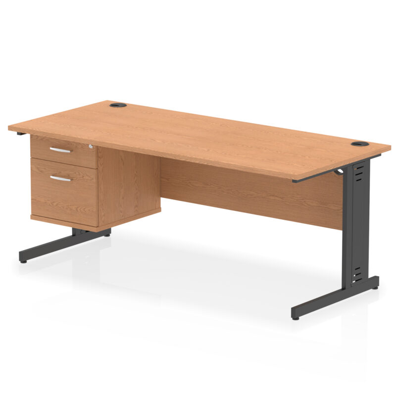Surge 1800mm Cable Managed Straight Desk With Single Fixed Pedestal - Image 50