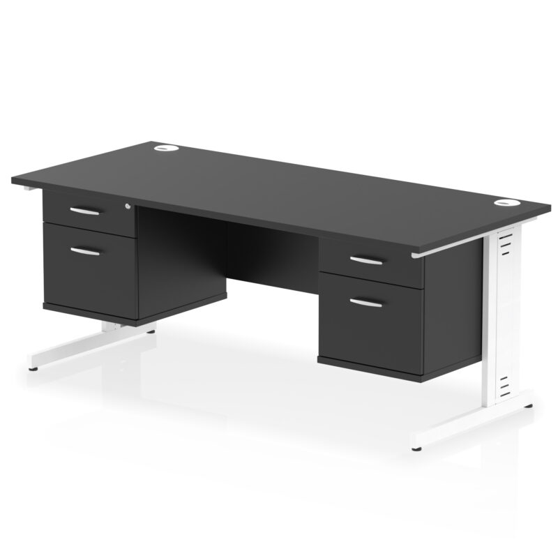 Surge 1800mm Cable Managed Straight Desk With Two Fixed Pedestal - Image 55