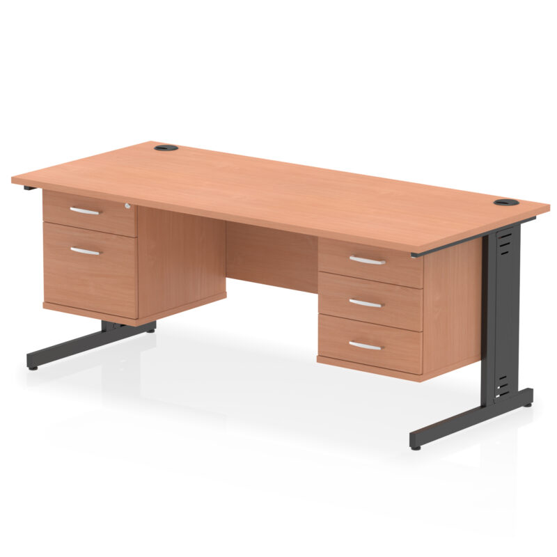 Surge 1800mm Cable Managed Straight Desk With Two Fixed Pedestal - Image 56