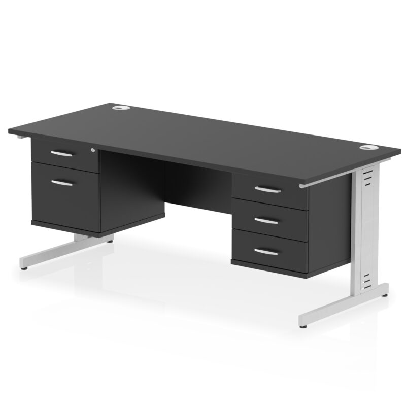 Surge 1800mm Cable Managed Straight Desk With Two Fixed Pedestal - Image 59