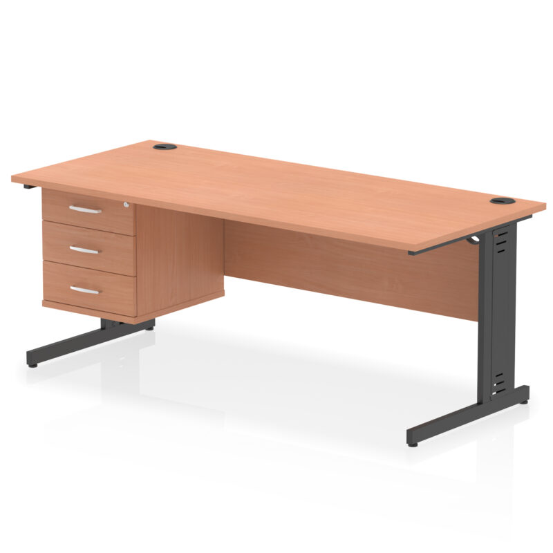 Surge 1800mm Cable Managed Straight Desk With Single Fixed Pedestal - Image 54