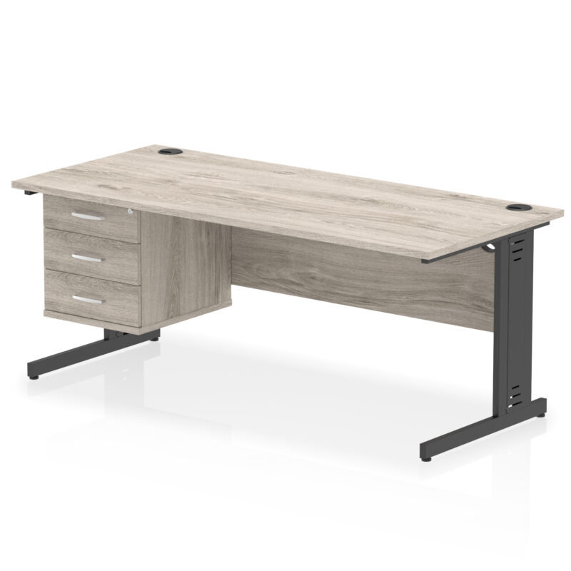 Surge 1800mm Cable Managed Straight Desk With Single Fixed Pedestal - Image 56