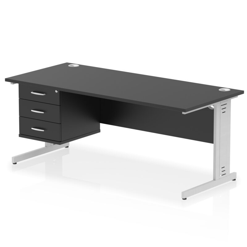 Surge 1800mm Cable Managed Straight Desk With Single Fixed Pedestal - Image 57