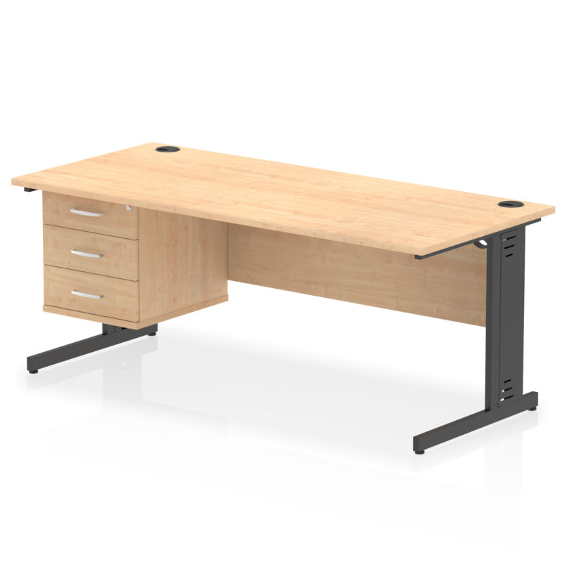 Surge 1800mm Cable Managed Straight Desk With Single Fixed Pedestal - Image 58