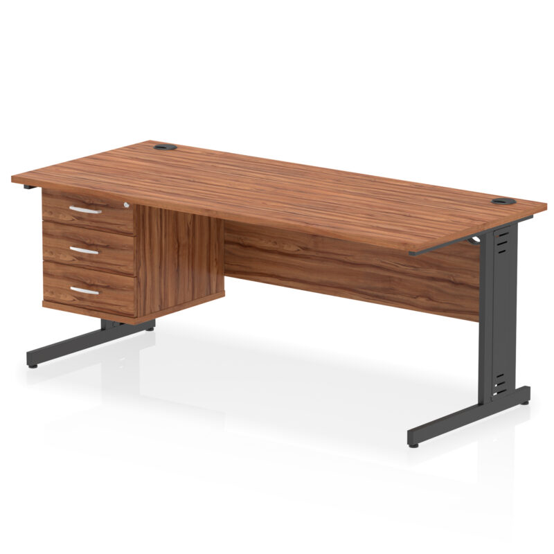 Surge 1800mm Cable Managed Straight Desk With Single Fixed Pedestal - Image 61