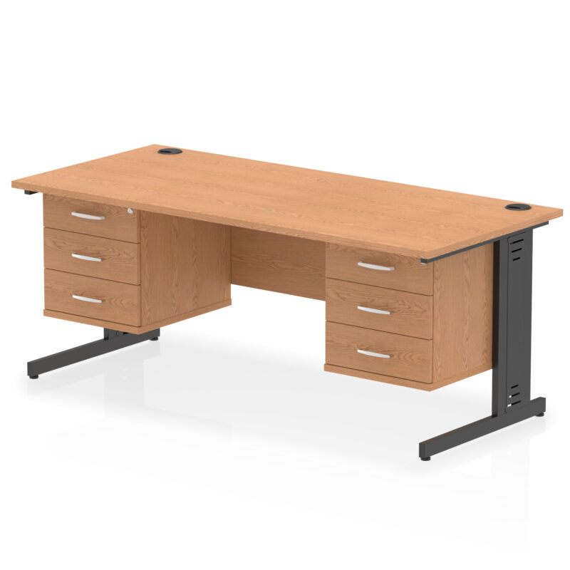 Surge 1800mm Cable Managed Straight Desk With Two Fixed Pedestal - Image 70