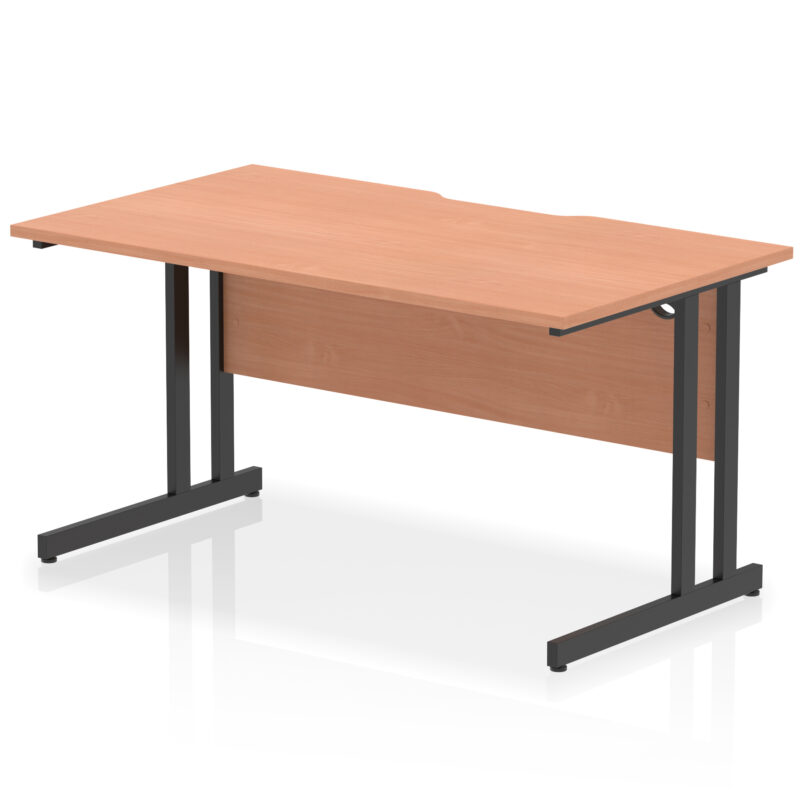 Surge Scalloped Edge 1400mm Straight Desk Cantilever Leg - Image 2