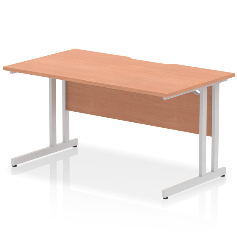 Surge Scalloped Edge 1400mm Straight Desk Cantilever Leg - Image 3