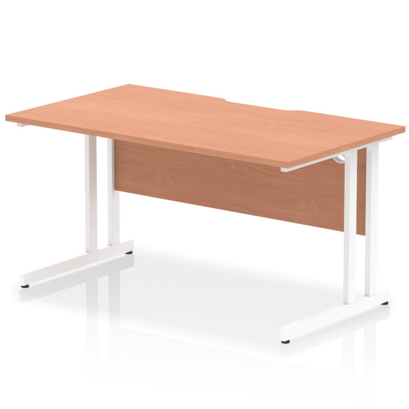 Surge Scalloped Edge 1400mm Straight Desk Cantilever Leg - Image 4