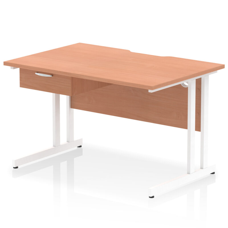 Surge Scalloped Edge Cantilever Straight Desk With Single One Drawer Fixed Pedestal - Image 40