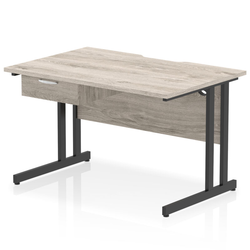 Surge Scalloped Edge Cantilever Straight Desk With Single One Drawer Fixed Pedestal - Image 2