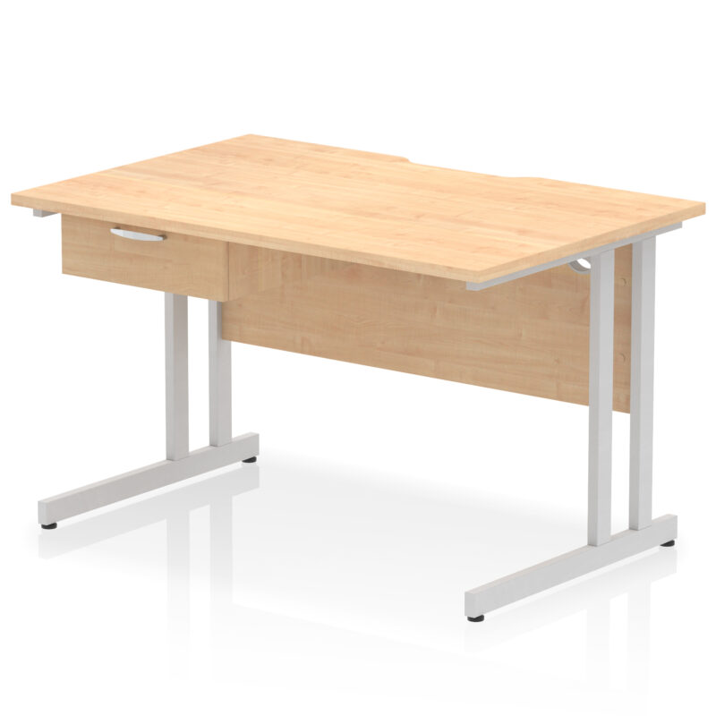 Surge Scalloped Edge Cantilever Straight Desk With Single One Drawer Fixed Pedestal - Image 21