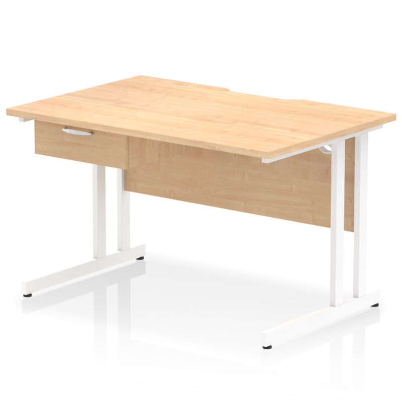 Surge Scalloped Edge Cantilever Straight Desk With Single One Drawer Fixed Pedestal - Image 42