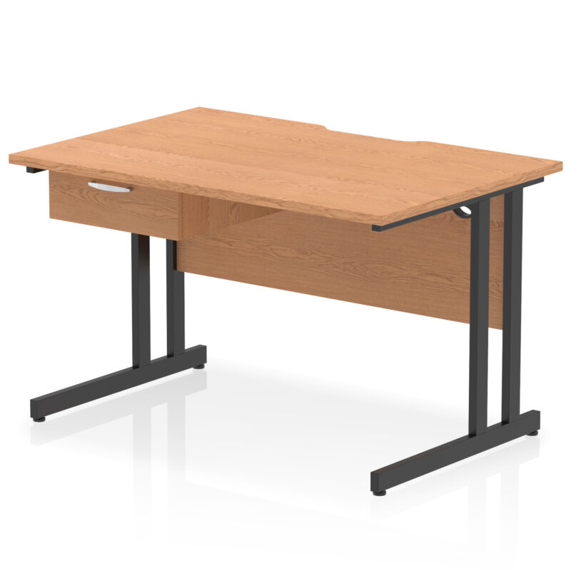 Surge Scalloped Edge Cantilever Straight Desk With Single One Drawer Fixed Pedestal - Image 4