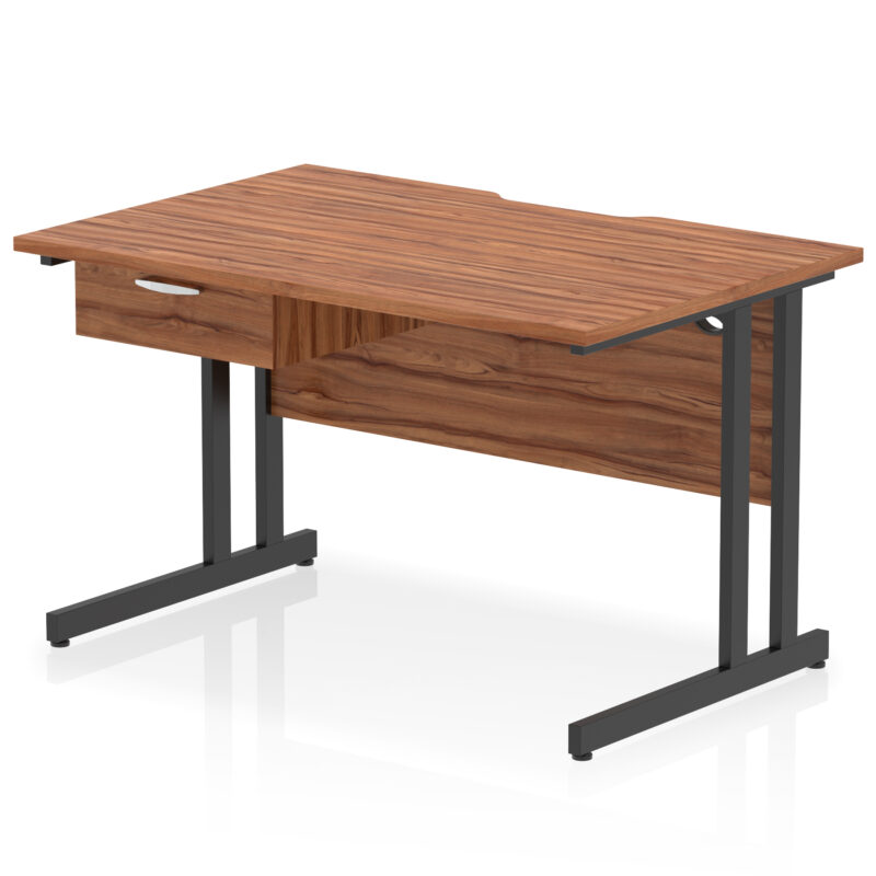 Surge Scalloped Edge Cantilever Straight Desk With Single One Drawer Fixed Pedestal - Image 5