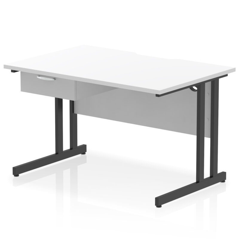 Surge Scalloped Edge Cantilever Straight Desk With Single One Drawer Fixed Pedestal - Image 6