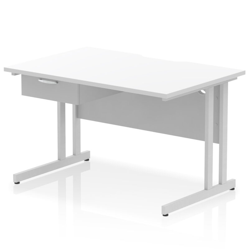 Surge Scalloped Edge Cantilever Straight Desk With Single One Drawer Fixed Pedestal - Image 24