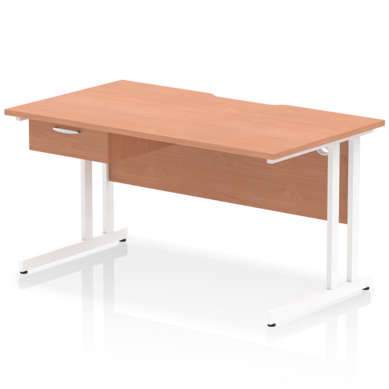 Surge Scalloped Edge Cantilever Straight Desk With Single One Drawer Fixed Pedestal - Image 46