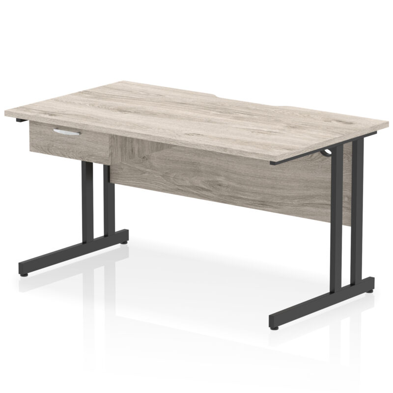 Surge Scalloped Edge Cantilever Straight Desk With Single One Drawer Fixed Pedestal - Image 8