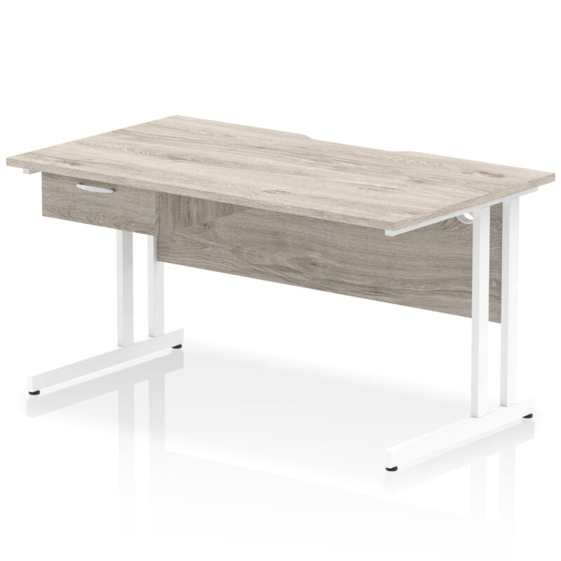 Surge Scalloped Edge Cantilever Straight Desk With Single One Drawer Fixed Pedestal - Image 47