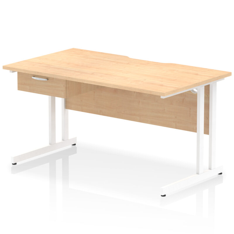 Surge Scalloped Edge Cantilever Straight Desk With Single One Drawer Fixed Pedestal - Image 48