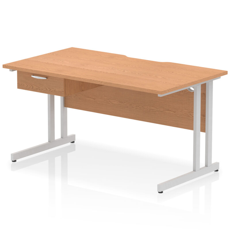 Surge Scalloped Edge Cantilever Straight Desk With Single One Drawer Fixed Pedestal - Image 28